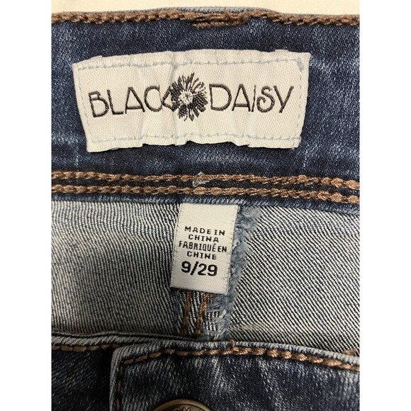 Black Daisy Jeans Juniors Size 9/29 Kate Straight Leg Mid Rise Faded Denim - Picture 2 of 7